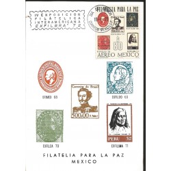 J) 1973 MEXICO, IV INTER-AMERICAN PHILATELIC EXHIBITION, EXFILBRA, PHILATELY FOR PEACE, GUTEMBERG POSTCARD
