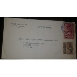 O) 1934 COSTA RICA, TELEGRAPH STAMP SURCHARGE SCT C3 5c on 10c, ALLEGORY OF FLIGHT SCT C24, AIRMAIL FROM SAN JOSE TO USA, XF