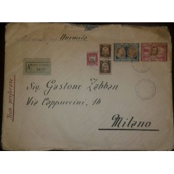 O) 1947 SAN MARINO, QUOTATION ON LIBERTY-FRANKLIN DE ROOSEVELT, COAT OF ARMS, REGISTERED TO MILAN, XF