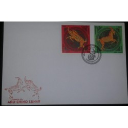 O) 2003 SPANISH ANTILLES, YEAR OF THE RAM WITH BACKGROUND - GOAT, FDC XF