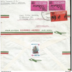 J) 1967 MEXICO, OLYMPICAL GAMES, BASKETBALL AND SWIMMING, TB SEALS, BOAT, MULTIPLE STAMPS