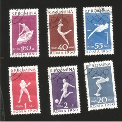 O) 1960 ROMANIA, OLYMPIC GAMES ROME, CANOEING-GYMNASTICS-HIGH JUMP-BOXING-SOCCER-SWIMMING-SPORTS, CANCELLATION XF