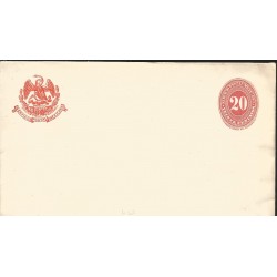J) 1880 MEXICO, NUMERAL, 20 CENTS ORANGE, MEXICAN POSTAL SERVICE, EAGLE, POSTAL STATIONARY, XF 