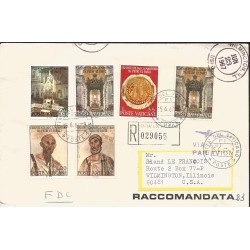 J) 1967 VATICAN CITY, ST. PETER, FRESCO CATACOMBS ROME, MULTIPLE STAMPS, REGISTERED, AIRMAIL