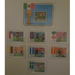 O) 1985 SPANISH ANTILLES, 1986 WORLD CUP SOCCER CHAMPIOSHIPS - ATHLETES AND FLAGS OF PREVIOUS HOST NATIONS, CHILE 1962 