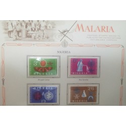 L) 1963 NIGERIA, THE WORLD UNITED AGAINST MALARIA, MOSQUITO LARVAE, MAN SPRAYING, MINT