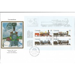 J) 1984 CANADA, LOCOMOTIVES, NATIONAL PHILATELIC EXHIBITION MONTREAL, WITH EMBOSSED, RAYLWAY, SOUVENIR SHEET, XF
