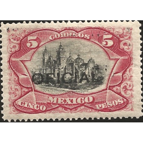J) 1910 MEXICO, CATHEDRAL OF MEXICO, WINT PRESS PRINTING, WITH OVERPRINT IN BLACK OFICIAL, MN 