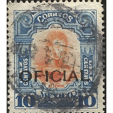 J) 1910 MEXICO, ALLENDE, 10 CENTS, WITH OVERPRINT IN BLACK OFICIAL, MN 