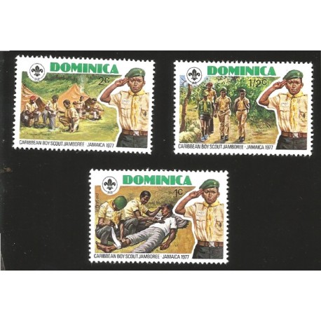 V) 1977 DOMINICA, SALUTING BOY SCOUT, CARIBBEAN BOY SCOUT JAMBOREE, MNH