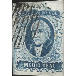 J) 1856 MEXICO, MEDIO REAL, HIDALGO, APAM/OTUMBA, MUTE CANCELLATION, MN 