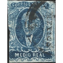 J) 1856 MEXICO, HIDALGO, MEDIO REAL DEEP BLUE, DISTRICT MEXICO, WE PRINT, MN 
