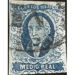 J) 1856 MEXICO, HIDALGO, MEDIO REAL, PLATE III, DISTRICT PUEBLA, MN 
