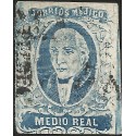 J) 1856 MEXICO, HIDALGO, MEDIO REAL DISTRICT PUEBLA, PLATE II, MM