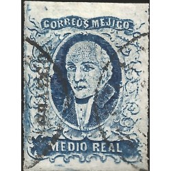 J) 1856 MEXICO, HIDALGO, MEDIO REAL, DISTRICT CHALCO, DOUBLE CANCELLATION, MN 