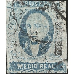 J) 1856 MEXICO, MEDIO REAL BLUE, HIDALGO, DISTRICT MEXICO, PLATE III, MN 