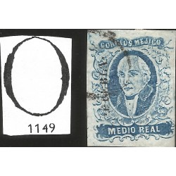 J) 1856 MEXICO, HIDALGO, MEDIO REAL, PUEBLA DISTRIC, OVAL CANCELLATION, MN 