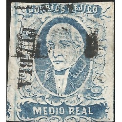 J) 1856 MEXICO, HIDALGO, MEDIO REAL, PUEBLA DISTRICT, PLATE III, MN 