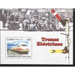 V) 2007 CUBA, ELECTRIC TRAINS, SOUVENIR SHEET, MNH