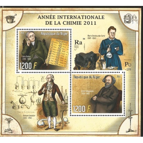 V) 2011 NIGER, FAMOUS PEOPLE, YEAR OF CHEMISTRY SCIENCE, SOUVENIR SHEET, MNH