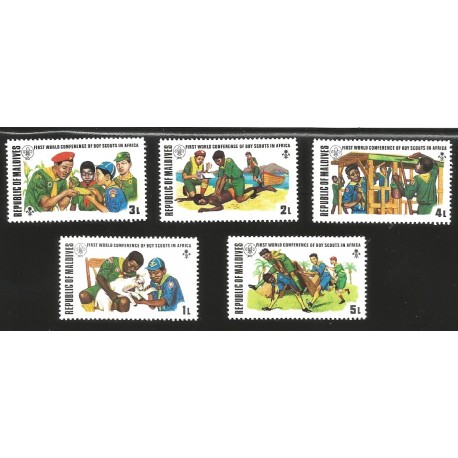 V) 1973 MALDIVE ISLANDS, FIRST WORDLD CONFERENCE OF BOY SCOUTS IN AFRICA, MNH