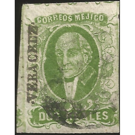 J) 1856 MEXICO, HIDALGO, 2 REALES DARK GREEN, VERACRUZ DISTRICT, AUTLAN, MN