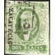 J) 1856 MEXICO, HIDALGO, 2 REALES GREEN, ZACATECAS DISTRICT, PLATE II, BLACK BOX CANCELLATION, MN 