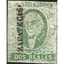 J) 1856 MEXICO, HIDALGO, 2 REALES DARK GREEN, ZACATECAS DISTRICT, PERFECT MARGINS, MN 