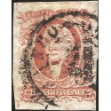 J) 1856 MEXICO, HIDALGO, 4 REALES RED, PLATE II, MEXICO DISTRICT, CIRCULAR CANCELLATION, MN 