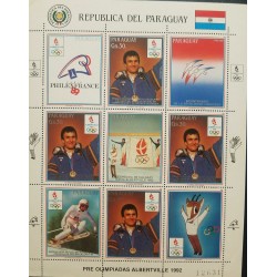 O) 1989 PARAGUAY,  PHILAEXFRANCE, PRE-OLYMPICS ALBERTVILLE - WINTER OLYMPICS, FRANK PICCARD - MARINA KIEHL, MNH