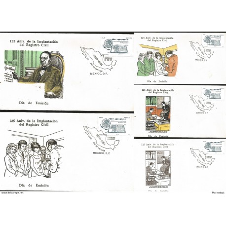 J) 1984 MEXICO, 125th ANNIVERSARY OF THE IMPLEMENTATION OF THE CIVIL REGISTRY, MAP, JUAREZ