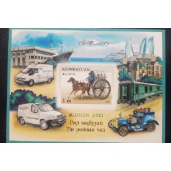 O) 2013 AZERBAIJAN, PROOF,THE POSTMAN VAN, MEANS OF MAIL TRANSPORTATION -BOMBE CARRIAGE, OLD CAR,COMMERCIAL