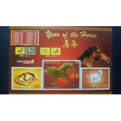 O) 2014 PHILIPPINES. GOLD FOIL EMBOSSED- YEAR OF TE HORSE, ANNUAL CALENDAR, YEAR OF SNAKE - YEAR OF THE GOAT, SPECIAL