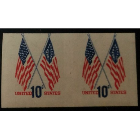 O) 1973 UNITED STATES - IMPERFORATE, USA, FLAG -50 STAR AND 13 STAR -SCT 1509 10c, MNH