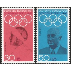 V) 1968 GERMANY, 19TH OLYMPIC GAME MEXICO CITY, FAMOUS PEOPLE, CARL DIEM, HELENE MAYER, MNH
