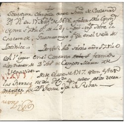 G)1617 PERU, CAYAN RED MARK, COLONIAL MAIL, CIRCULATED COMPLETE LETTER, XF