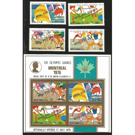 V) 1976 AITUTAKI, WITH OVERPRINT, 21ST OLYMPIC GAMES, MONTREAL, CANADA, MNH
