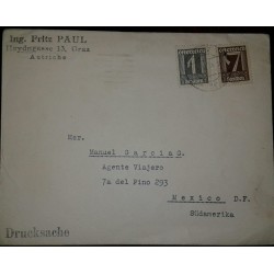 O) 1927  CIRCA - AUSTRIA, NUMERAL 1, NUMERAL 7, ING FRITZ PAUL, TO MEXICO