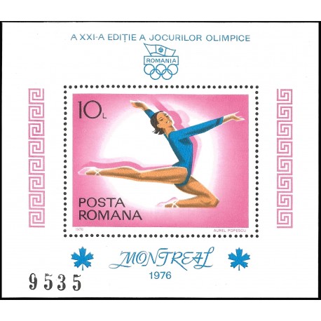 V) 1976 ROMANIA, 21ST OLYMPIC GAME, MONTREAL CANADA, GYMNAST, SOUVENIR SHEET, MNH