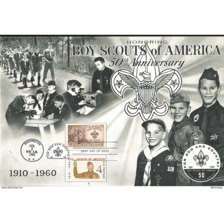 J) 1960 UNITED STATES, MASONIC GRAND LODGE, HONORING BOY SCOUTHS OF AMERICA, 50th ANNIVERSARY, FDC 