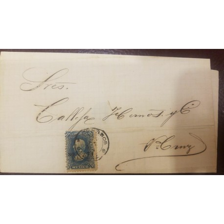 O) 1874 MEXICO, HIDALGO OVERPRINTED WITH DISTRIC OAXACA AND NUMBER- SC 109, XF