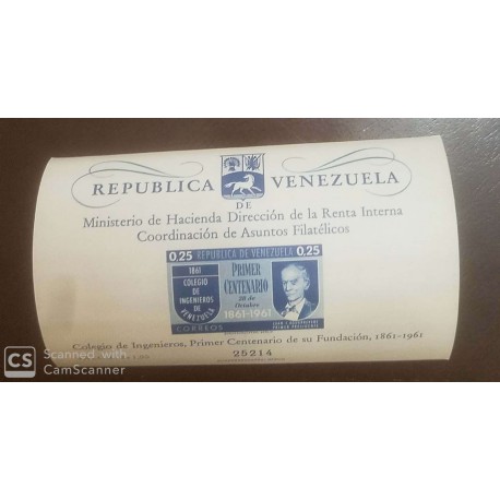 O) 1961 VENEZUELA, JUAN J. AGUERREVERE - ENGINEERING SOCIETY  FROM 1861-SC 801