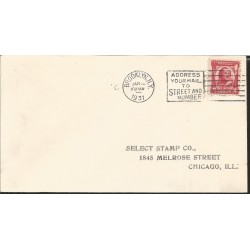 J) 1931 UNITED STATES, ADRESS YOUR MAIL TO STREET AND NUMBER, GENERAL PULASKI, FDC