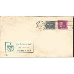 V) 1954 CARIBBEAN, COMMUNICATIONS WITHDRAWAL, COMMUNICATIONS PALACE, BLACK CANCELLATION, OVER PRINT, FDC