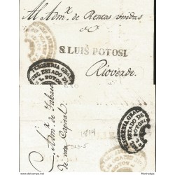 J) 1814 MEXICO, COLONIAL, BLACK BOX, GENERAL TREASURY OF THE STATE OF SAN LUIS POTOSÍ, CIRCULATED COVER