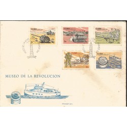 V) 1965 CARIBBEAN, REVOLUTION MUSEUM OPENING, ANTI-TANK GUNS, COMPASS, YACHT GRANMA, WITH SLOGAN CANCELATION IN BLACK, FDC