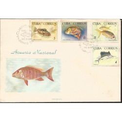 V) 1965 CARIBBEAN, FISH IN THE NATIONAL AQUARIUM, WITH SLOGAN CANCELATION IN BLACK, OVERPTINT IN BLACK, FDC