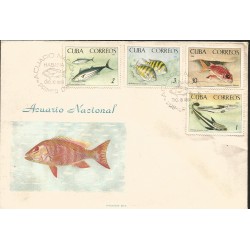V) 1965 CARIBBEAN, FISH IN THE NATIONAL AQUARIUM, WITH SLOGAN CANCELATION IN BLACK, OVERPTINT, FDC