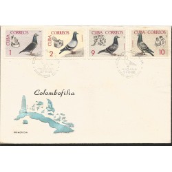 V) 1966 CARIBBEAN, BREEDING MESSENGER PIGEONS, PIGEONS IN YARD, TWO MEN, MESSAGE, WITH SLOGAN CANCELATION IN BLACK, FDC