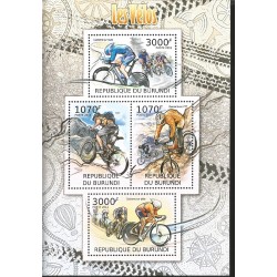 J) 2012 BURUNDI, BYCICLES, CYCLING ON ROAD, CYCLING ON TRACK, SOUVENIR SHEET 